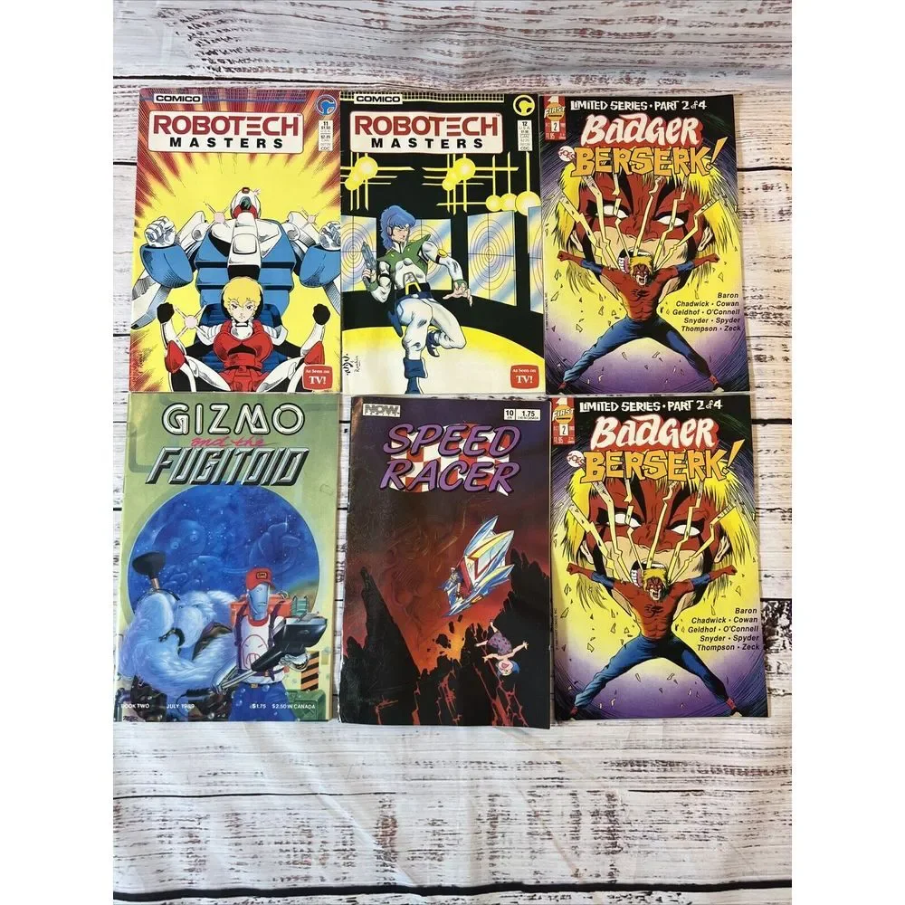 Comic Book Lot Robotech Masters, Speed Racer, Badger Berserk, Gizmo The Fugitoid